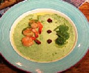 Spinach Gazpacho with Shrimp and Cream Cheese