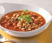 Soupe de lentilles, pois chiches et chorizo